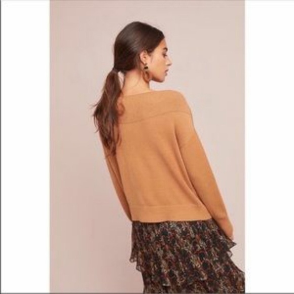 Anthropologie Moth Raspail Boatneck Camel Tan Sweater XS - Picture 3 of 9